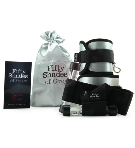 Мягкие атласные наручники с фиксацией на дверь '50 оттенков серого' Ultimate Control фото 2