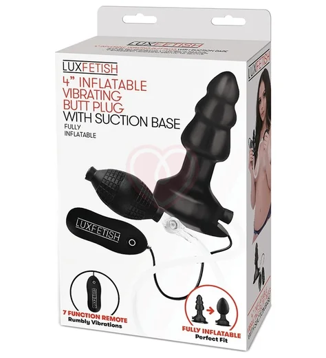 Надувная рельефная пробка с вибрацией и пультом Lux Fetish фото 3