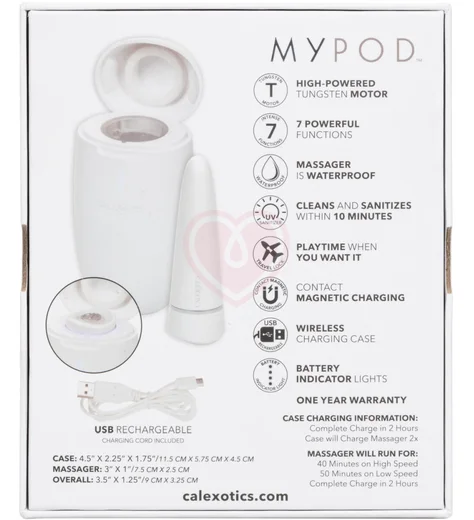 Самодизенфицирующаяся вибропуля с зарядным футляром MyPod белая фото 8