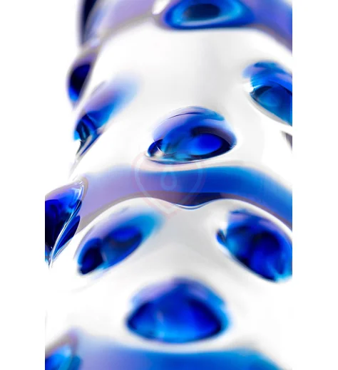 Двусторонний стеклянный фаллоимитатор Sexus Glass прозрачный с синим фото 4