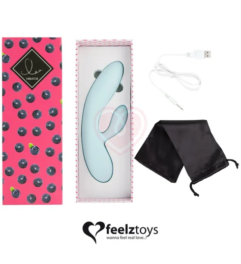 Вибратор с клиторальным стимулятором Lea Rabbit Vibrator Blueberry голубой фото 3