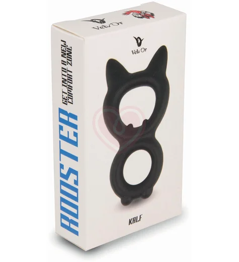 Двойное эрекционное кольцо с ушками Velv'Or Rooster Kalf черное фото 4