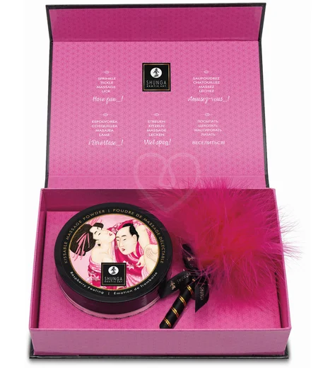 Массажная пудра с перышком Shunga Kissable Massage Powder Малиновое чувство фото 5
