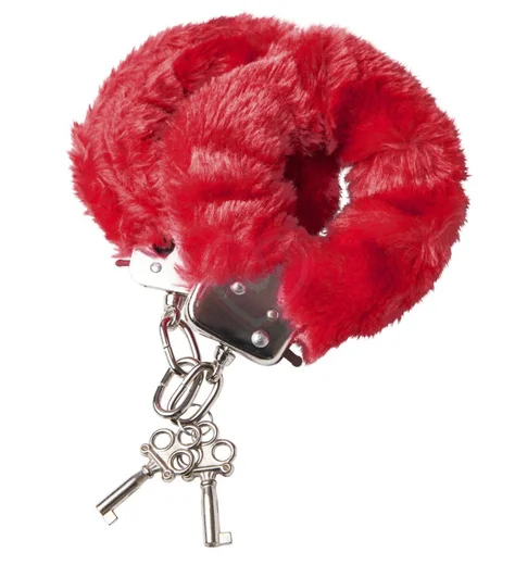 Наручники с мехом ToyFa Theatre Fur красные фото 3