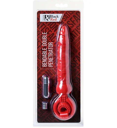 Насадка с вибрацией для двойного проникновения ToyFa Black&Red красная фото 3