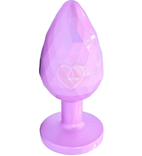 Текстурная алюминиевая анальная пробка Kanikule Large с кристаллом розовая фото 3