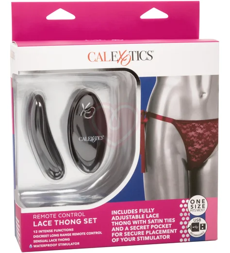Вибратор для клитора с пультом Lace Thong Set One size бордовый фото 2