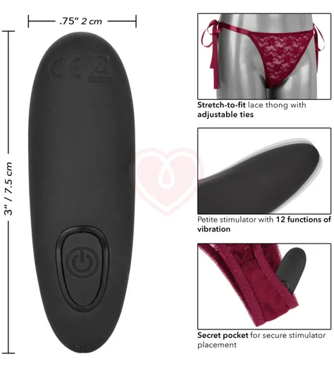 Вибратор для клитора с пультом Lace Thong Set One size бордовый фото 14