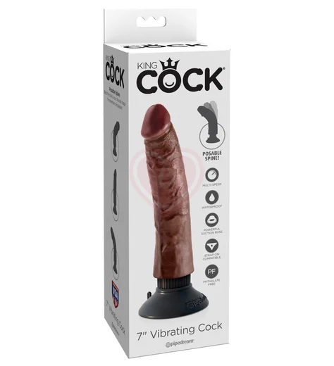 Гнущийся вибратор реалистик на присоске King Cock Vibrating 17 см коричневый фото 2