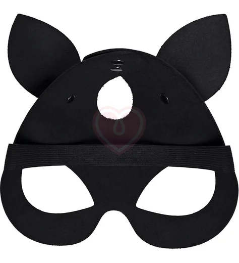 Открытая маска с кошачьими ушками Pecado BDSM черная фото 3