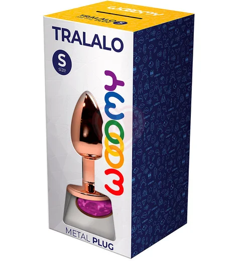 Анальная пробка с розовым кристаллом Cnex Wooomy Tralalo S розовое золото фото 2