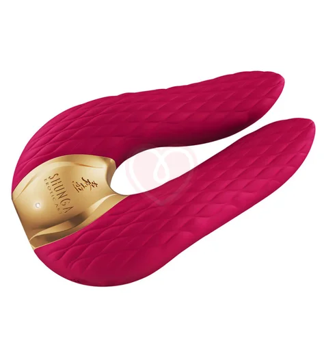 Мини-вибратор с двумя кончиками Shunga AIKO малиновый фото 5