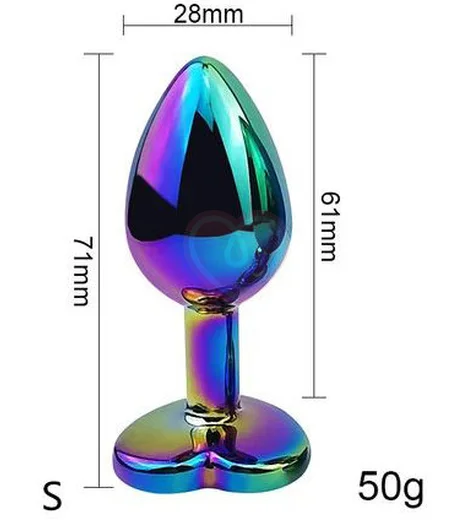 Анальная пробка с кристаллом сердечко Kanikule Small неохром фото 2