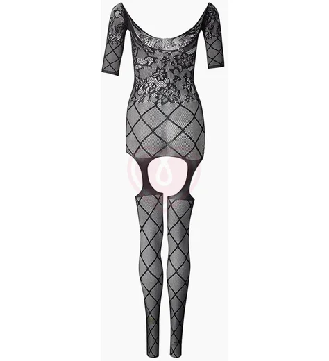 Боди-комбинезон с чулками длинными рукавами и открытым доступом Impulse чёрный фото 8