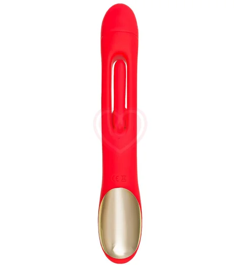 Вибратор-кролик с подвижным язычком Jos Patti красный фото 2
