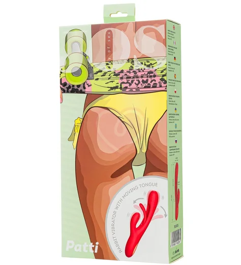 Вибратор-кролик с подвижным язычком Jos Patti красный фото 8