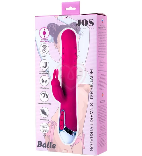 Вибратор-кролик с движущимися шариками Jos Balle розовый фото 8
