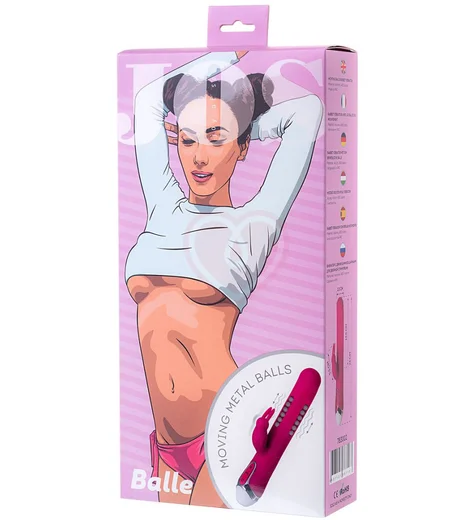 Вибратор-кролик с движущимися шариками Jos Balle розовый фото 9