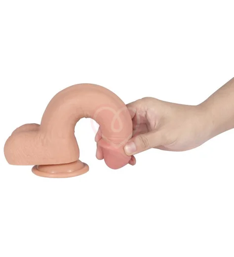 Реалистичный фаллоимитатор Real с мошонкой на присоске 17 см с поясом для страпона фото 4