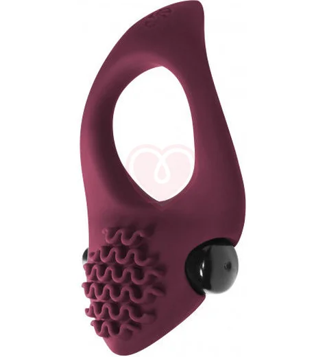 Эрекционное кольцо с вибропулей Pure Passion Midnight бордовое фото 2