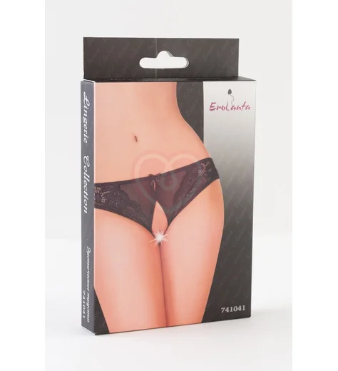 Трусики открытые внизу с кружевными вставками чёрные фото 2