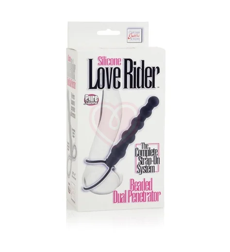 Страпон-насадка для двойного проникновения Love Rider Beaded Dual Penetrator чёрный фото 2