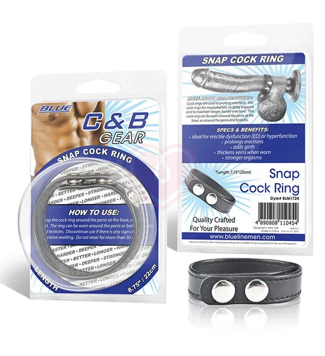 Кожаное кольцо на член на клепках Snap Cock Ring 5 см фото 2