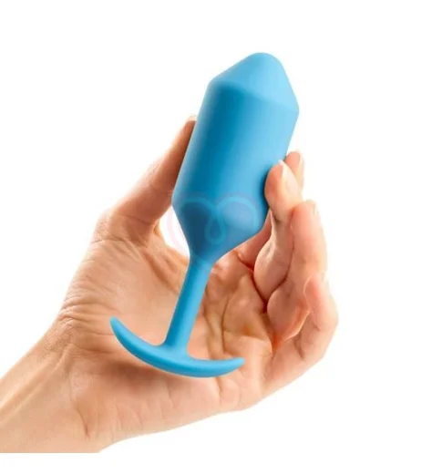 Утяжелённая анальная пробка для ношения b-Vibe Snug Plug 3 средняя голубая фото 3