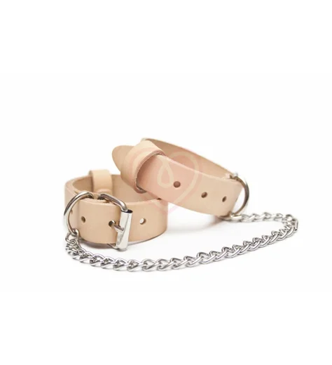 Наручники Лунный Свет с цепочкой бежевые фото 3