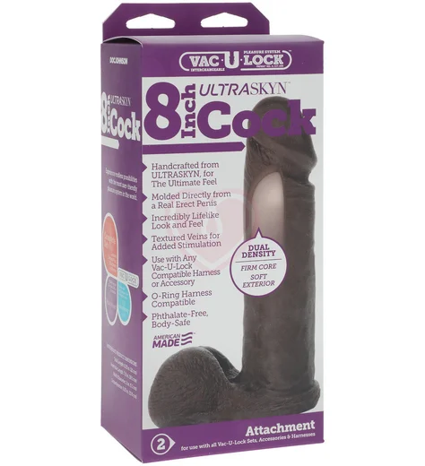 Реалистичная насадка для страпона Vac-U-Lock Ultraskyn Cock 19 см коричневая фото 2