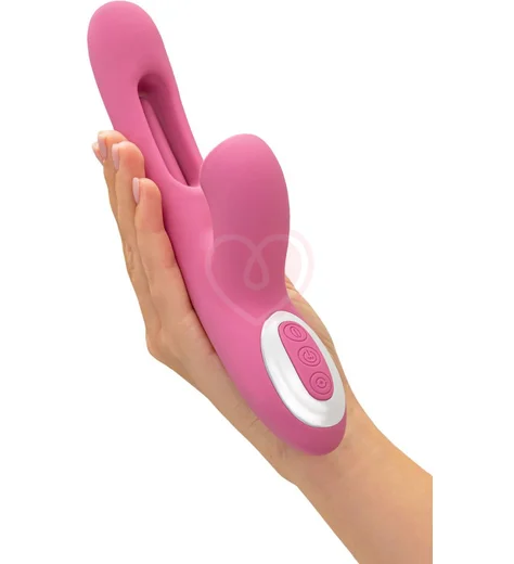 Вибратор-кролик с двигающимся язычком и стимулирующим шариком Jos Monti розовый фото 4