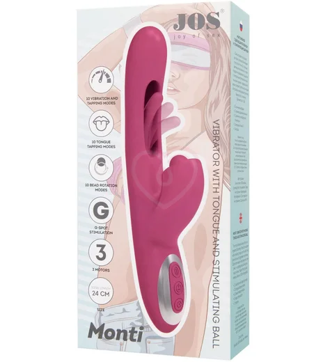 Вибратор-кролик с двигающимся язычком и стимулирующим шариком Jos Monti розовый фото 7