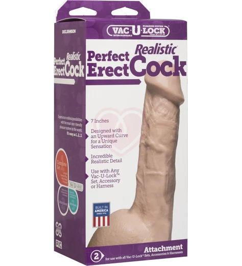 Насадка-фаллоимитатор Vac-U-Lock Perfect Erect Realistic Cock 14 см телесный фото 2