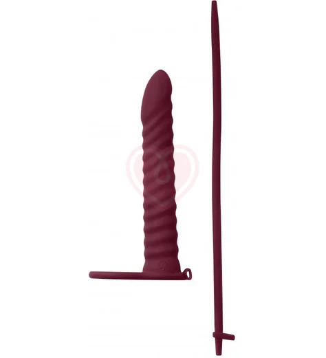 Насадка для двойного проникновения с лассо и вибропулей Pure Passion Rori 16 см бордовая фото 3