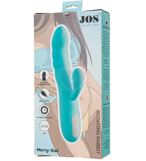 Вибратор-кролик Jos Merry-Swi с ротацией на 360° голубой фото 8