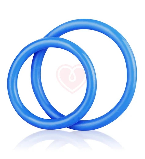 Набор из двух синих колец разного диаметра Silicone Cock Ring Set фото 2