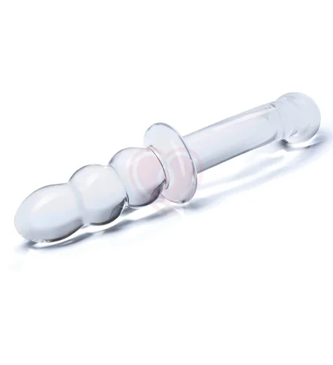 Стеклянный двухсторонний фаллоимитатор Glas Ribbed фото 2