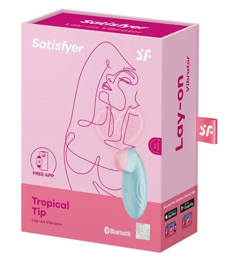 Мини-вибратор Satisfyer Tropical Tip с приложением голубой фото 4