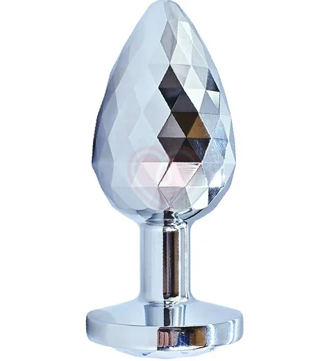 Текстурная алюминиевая анальная пробка Kanikule Small с кристаллом серебряная фото 2