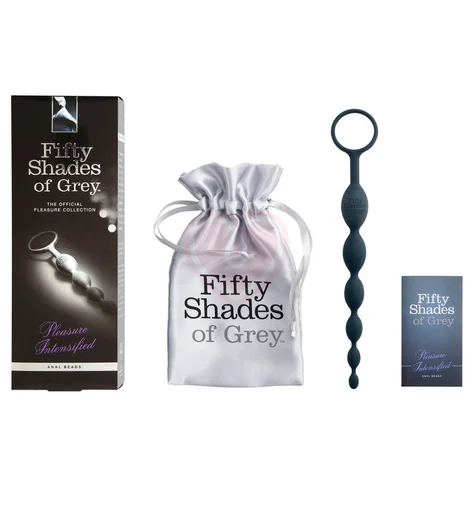 Анальная цепочка '50 оттенков серого' Pleasure Intensified Silicone Anal Beads чёрная фото 3