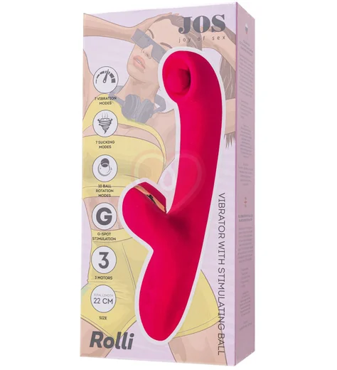Вибратор-кролик с вращающимся шариком и вакуумной стимуляцией Jos Rolli розовый фото 7