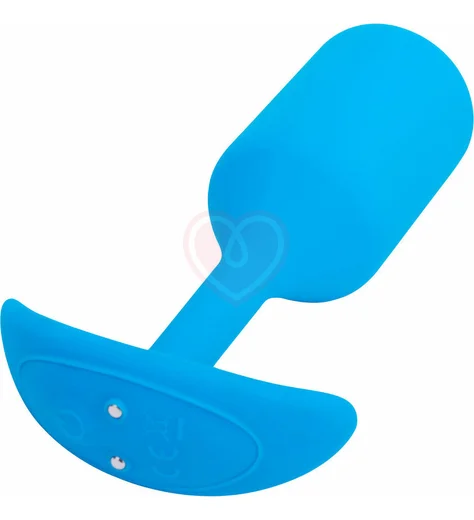 Утяжелённая вибропробка b-Vibe Vibrating Snug Plug 3 средняя голубая фото 5