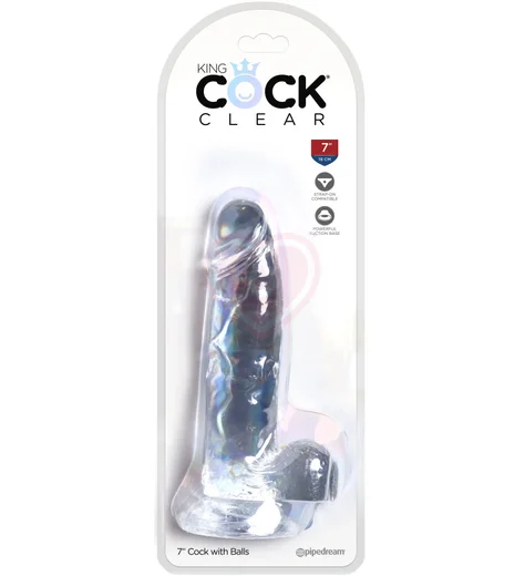 Гелевый фаллоимитатор с мошонкой King Cock Clear 15 см прозрачный фото 2