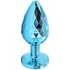 Текстурная алюминиевая анальная пробка Kanikule Medium с кристаллом голубая фото 3