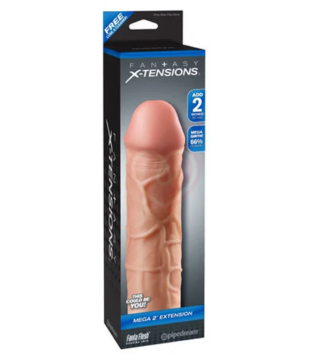 Удлиняющая и утолщающая насадка для пениса Mega Extension 20 см телесная фото 4