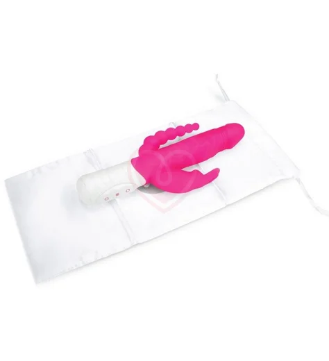 Реалистичный вибратор хай-тек для двойного проникновения Rabbit розовый фото 3