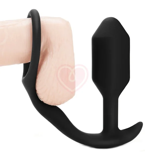 Утяжелённая анальная вибропробка с эрекционным кольцом b-Vibe Snug & Tug фото 3
