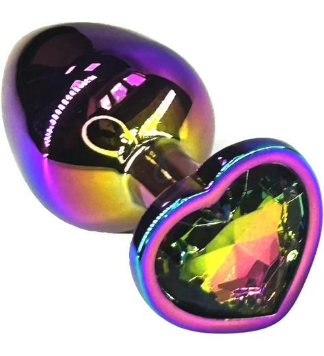 Анальная пробка с кристаллом сердечко Kanikule Medium неохром фото 6