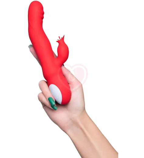 Вибратор-кролик с нагревом и двигающейся головкой Jos Redli красный фото 5