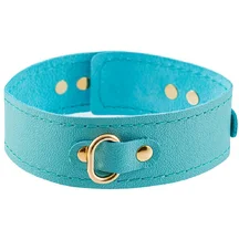 Кожаный ошейник Pecado голубой